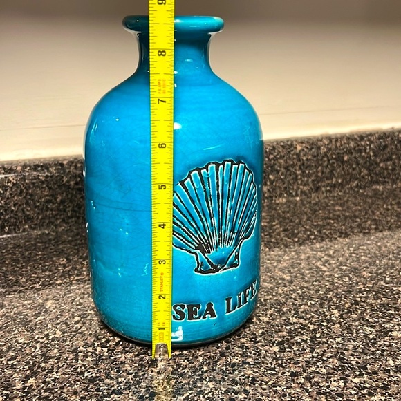 🐚 8” HANDCRAFTED BLUE POTTERY SEA SCALLOP SHELL “SEA LIFE” VASE OCEAN SEA DECOR - Picture 7 of 8